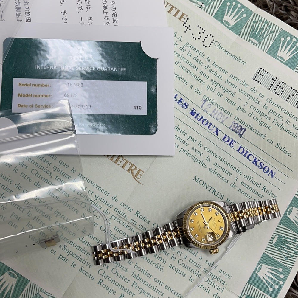 ROLEX Ladies 18kt Gold & SS 26mm DateJust Diamond
